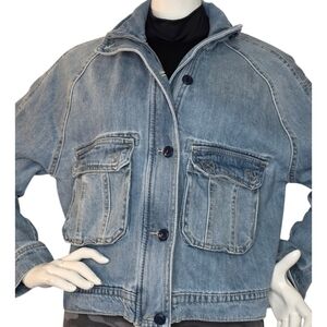 RISEN NWT Medium Wash Short Denim Jacket • Boxy Spring Layer • Size Small